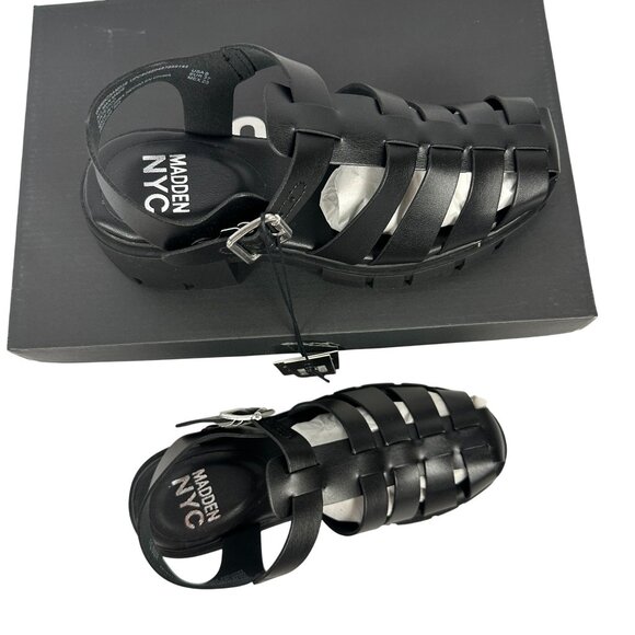 Madden NYC Black Fisherman Sandal Size 6 Adjustable Comfort Straps Chunky Sole - Picture 5 of 14
